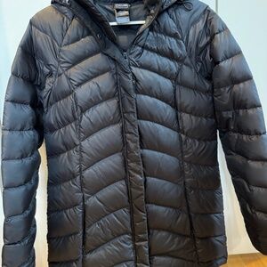 Women's NORTH FACE 600 Down Hooded Quilted Long Parka Coat Jacket Black S/P